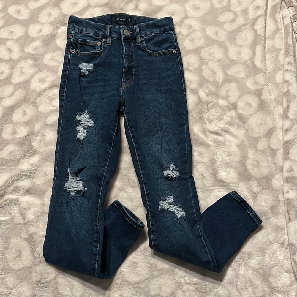 Aeropostale ripped jeans high rise curvy jegging size 4
